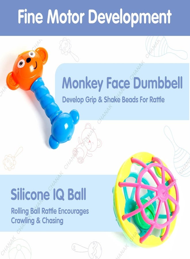 Chanak Baby Kinder Rattle Set for 0-6 Months Old Baby, Non-Toxic, 100% BPA Free, Infant Grab, Spin & Shake Rattles, Colorful Rattles with 8 Pcs, Early Educational Sensory Toy, BIS Approved - Image 4